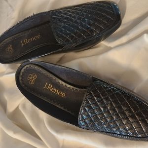 J.Renee size 8W black slides/mules